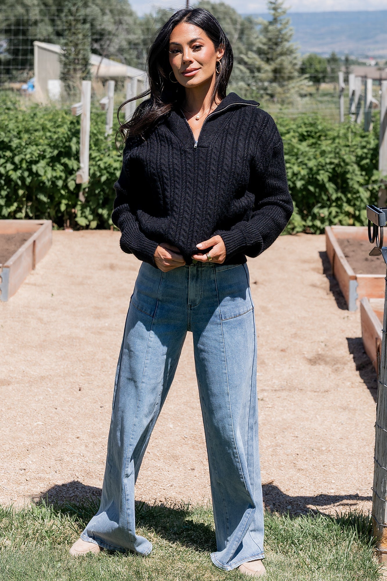 Signe Half Zip Sweater | Black