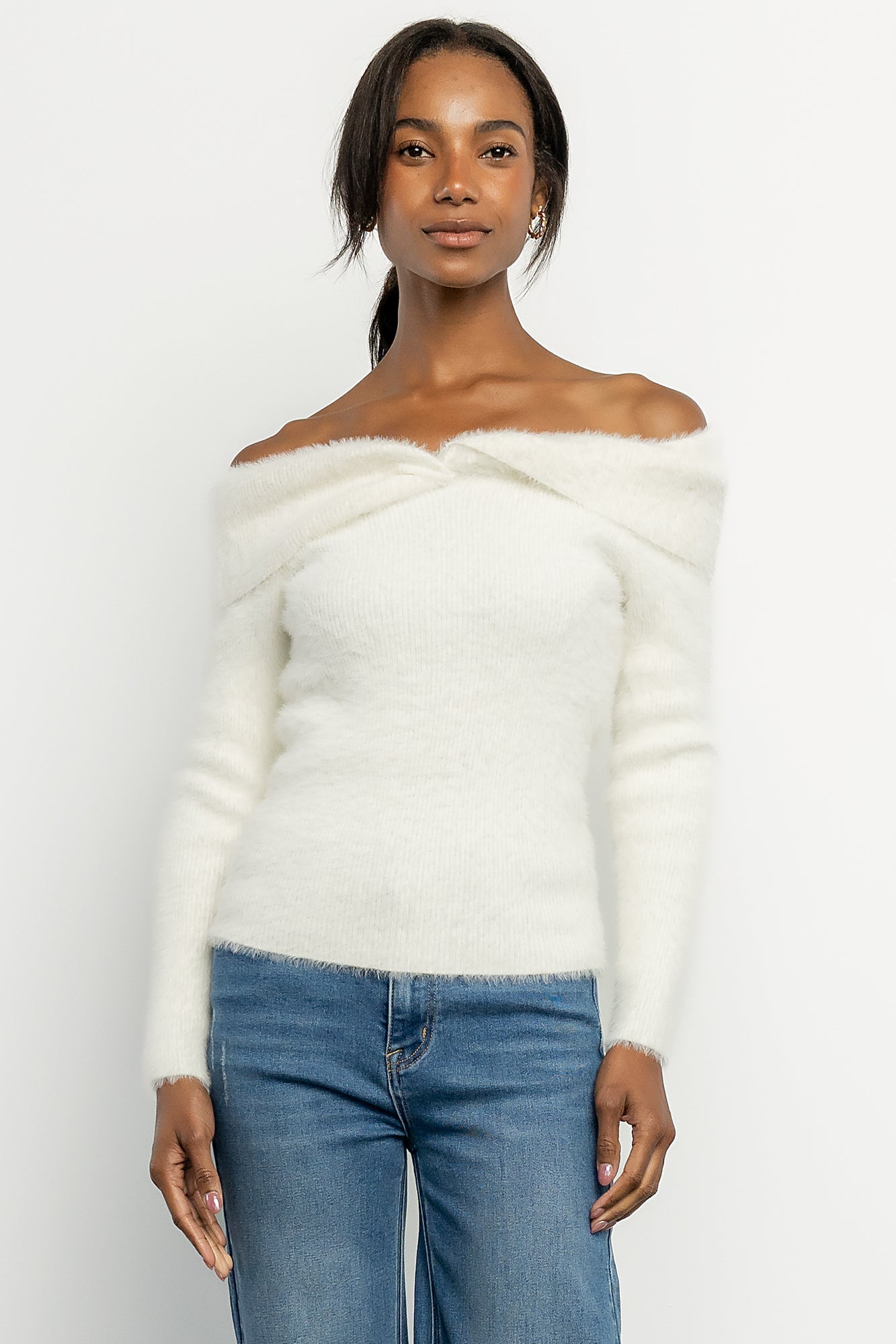 Perla Off Shoulder Sweater | Ivory