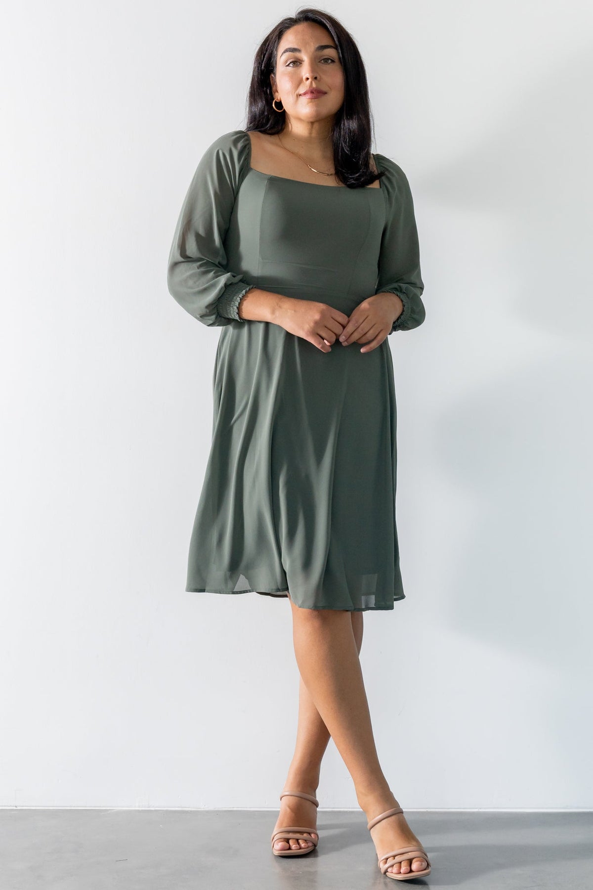 Elise Short Dress | Dark Sage