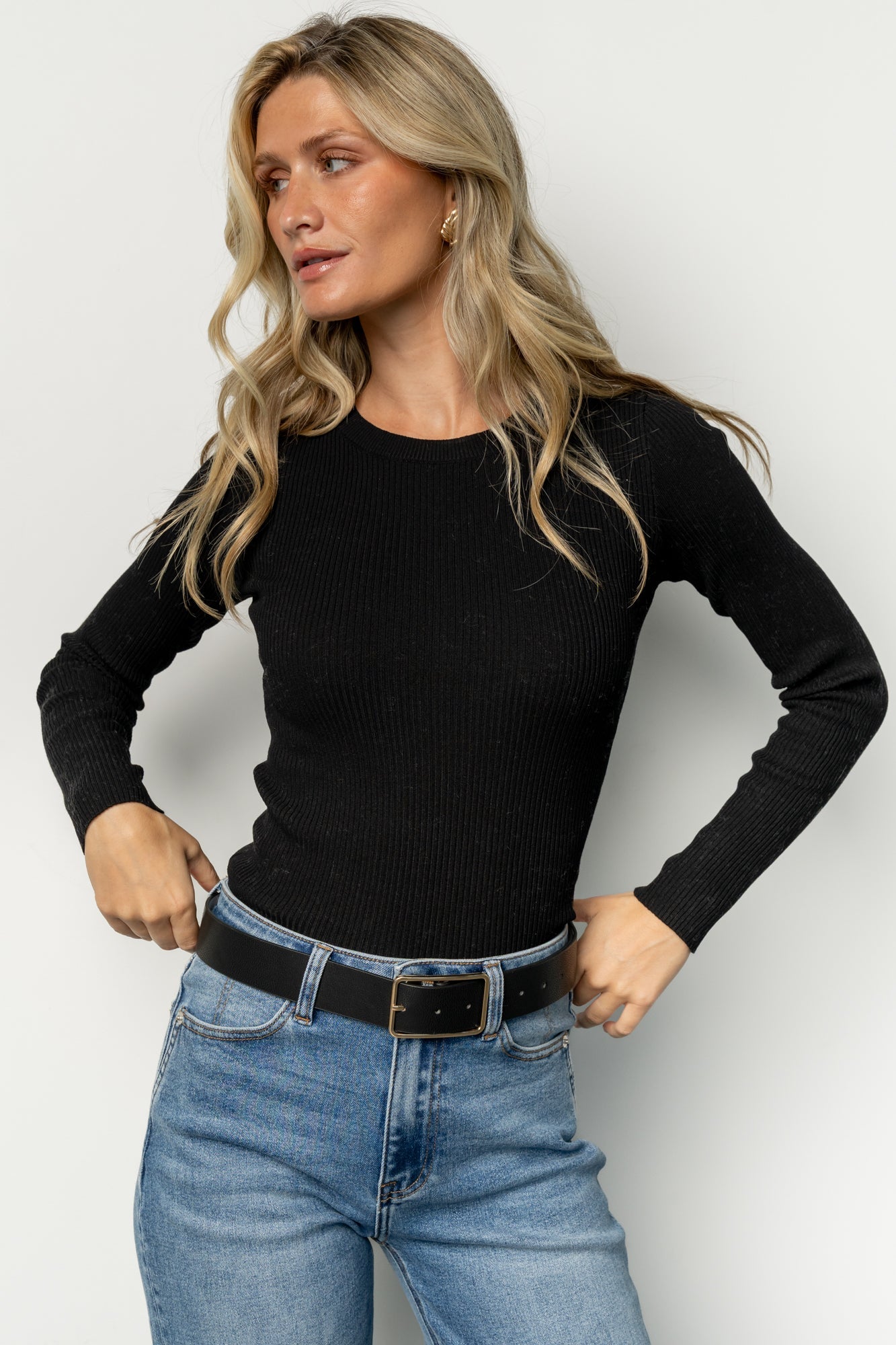 Bruna Faux Leather Buckle Belt | Black