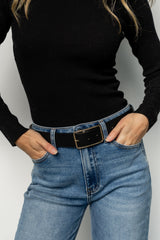 Bruna Faux Leather Buckle Belt | Black