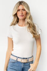 Bruna Faux Leather Buckle Belt | Ivory