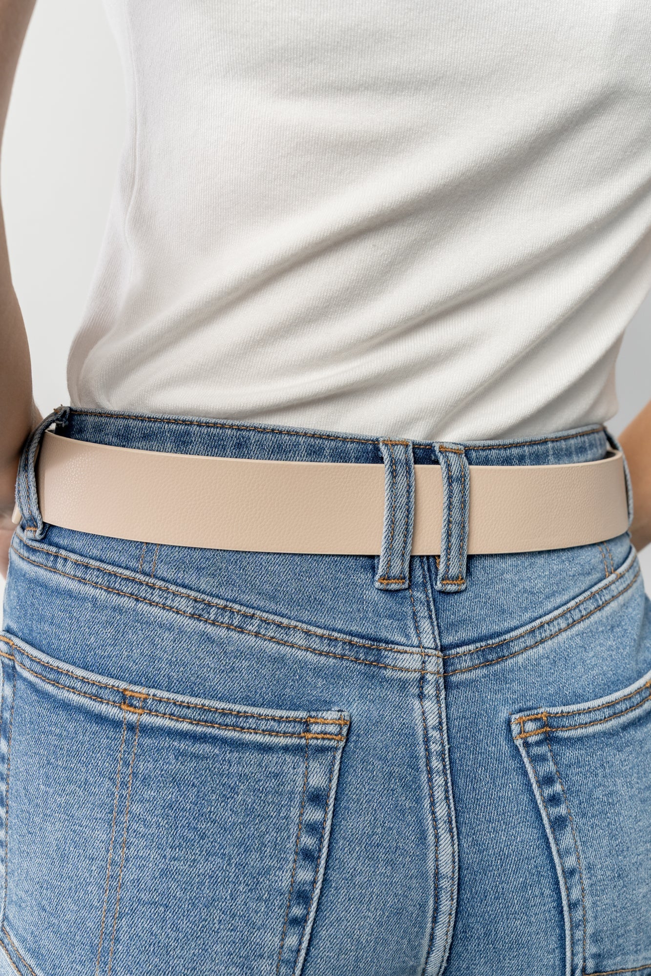 Bruna Faux Leather Buckle Belt | Ivory