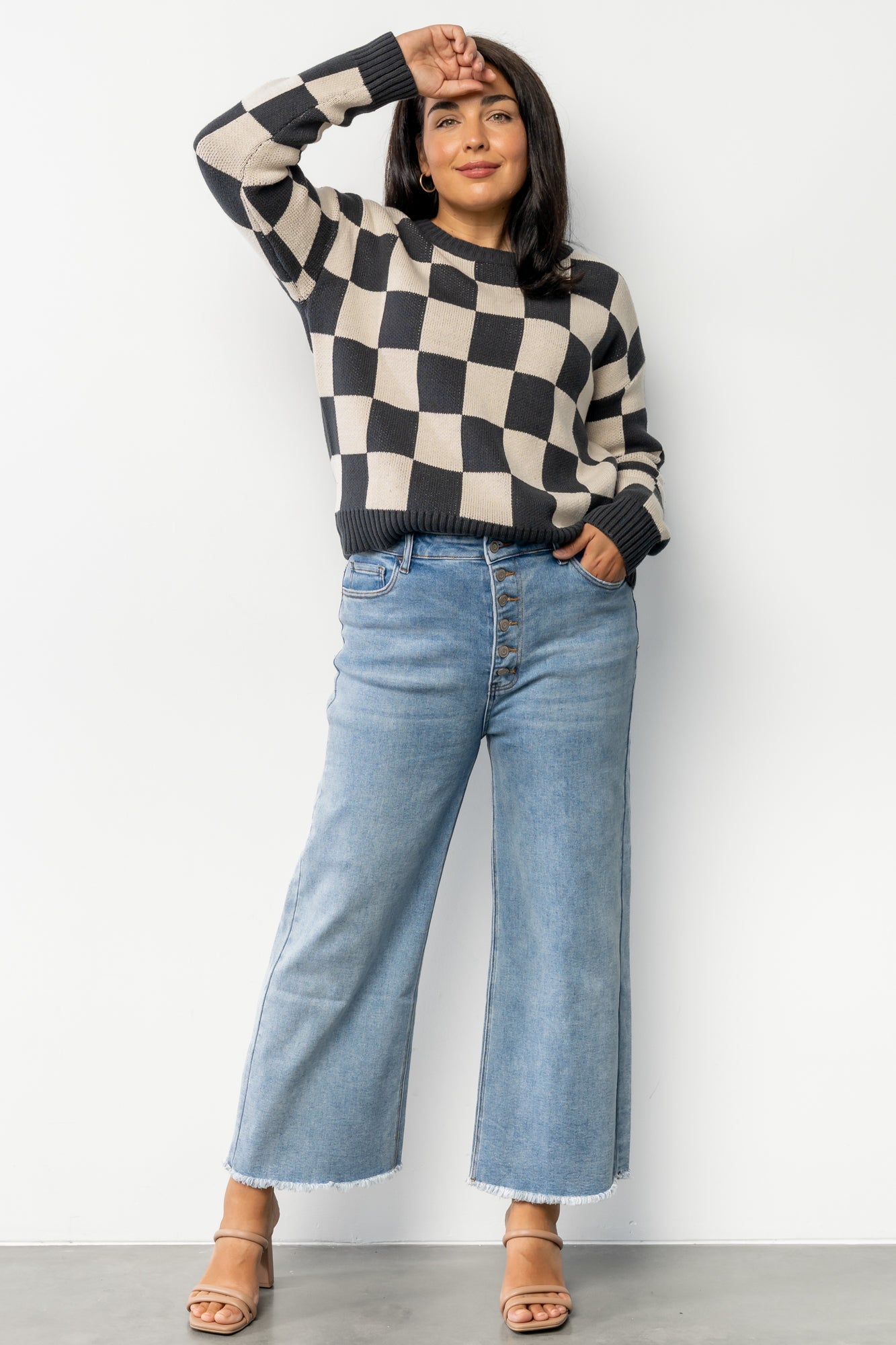 Quincy Checkered Sweater | Deep Jade
