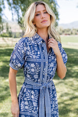 Karla Midi Dress | Deep Slate + White Floral