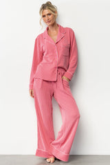 Eloise Ribbed Pajama Set | Pink