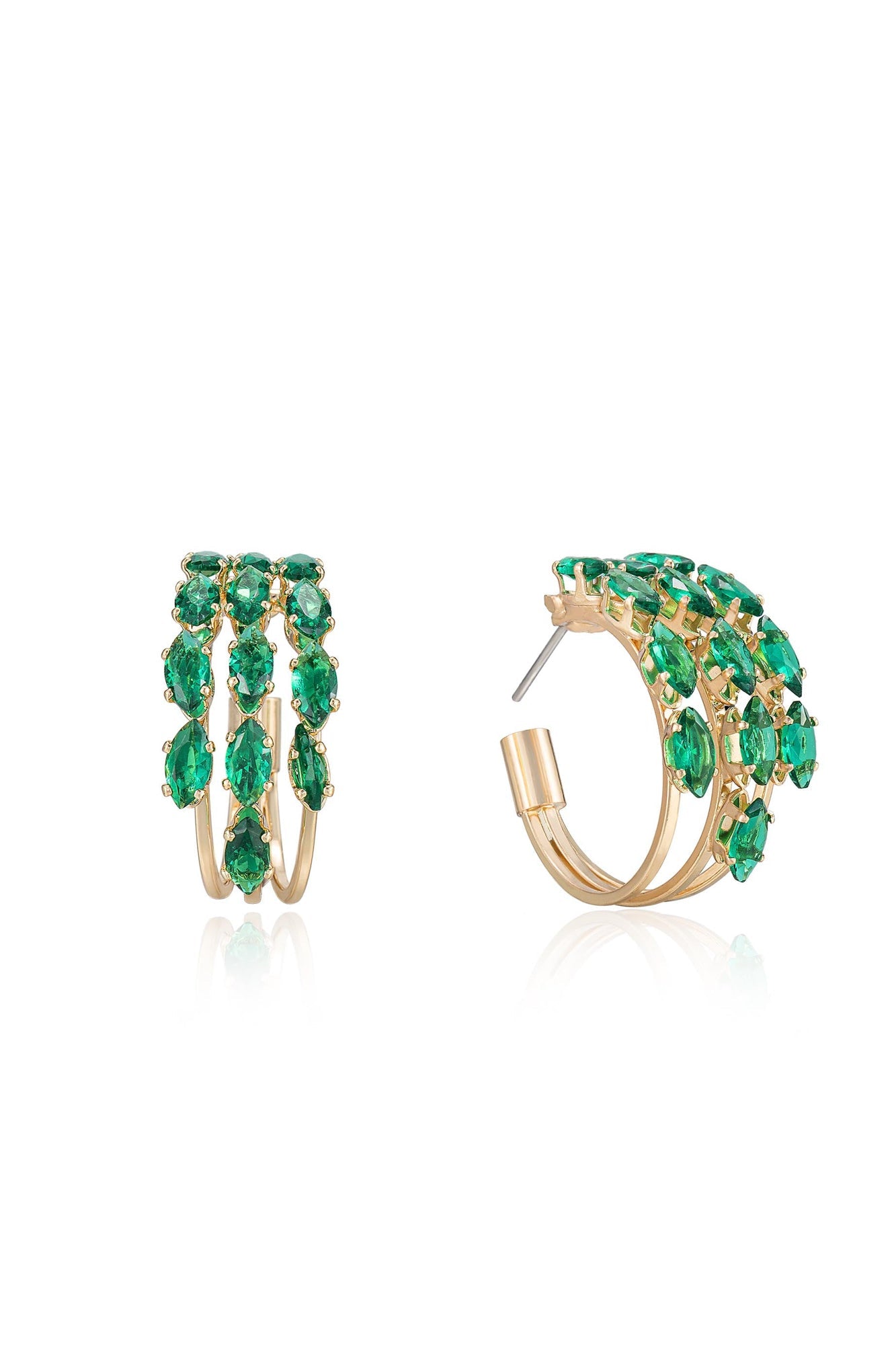 Multi-Crystal Huggie Hoop Earrings