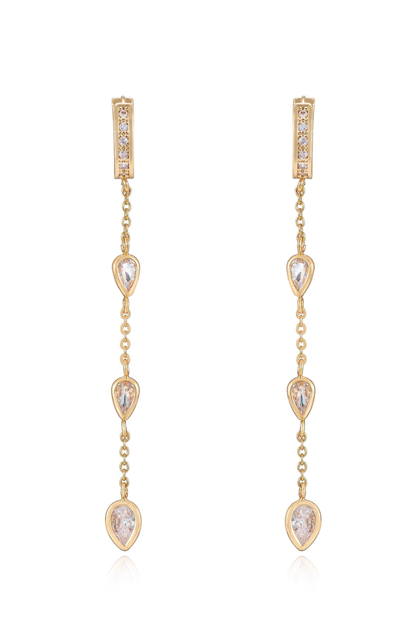 Bezel Crystal Huggie Dangle Earrings