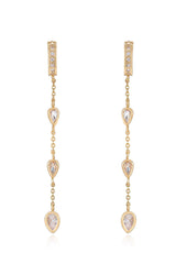 Bezel Crystal Huggie Dangle Earrings