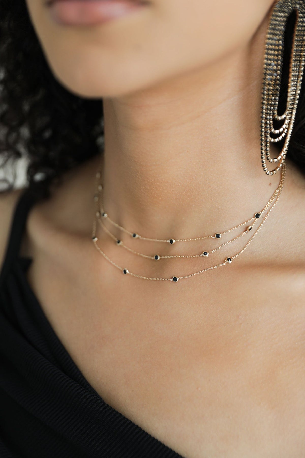 Crystal Dot Layered Necklace