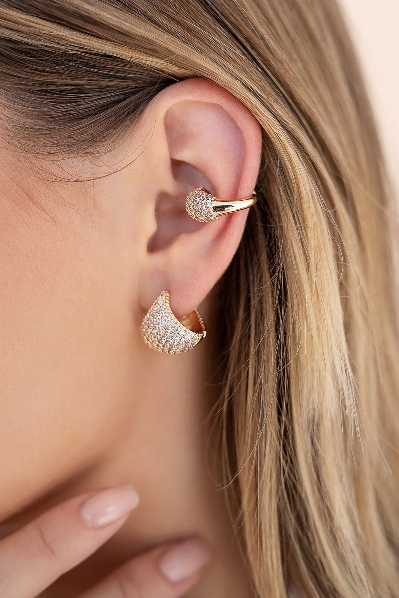 Pavé Encrusted Huggie Hoops