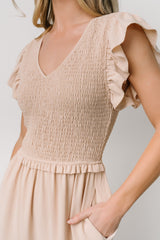 Afton Smocked Tiered Dress | Sand - Baltic Born