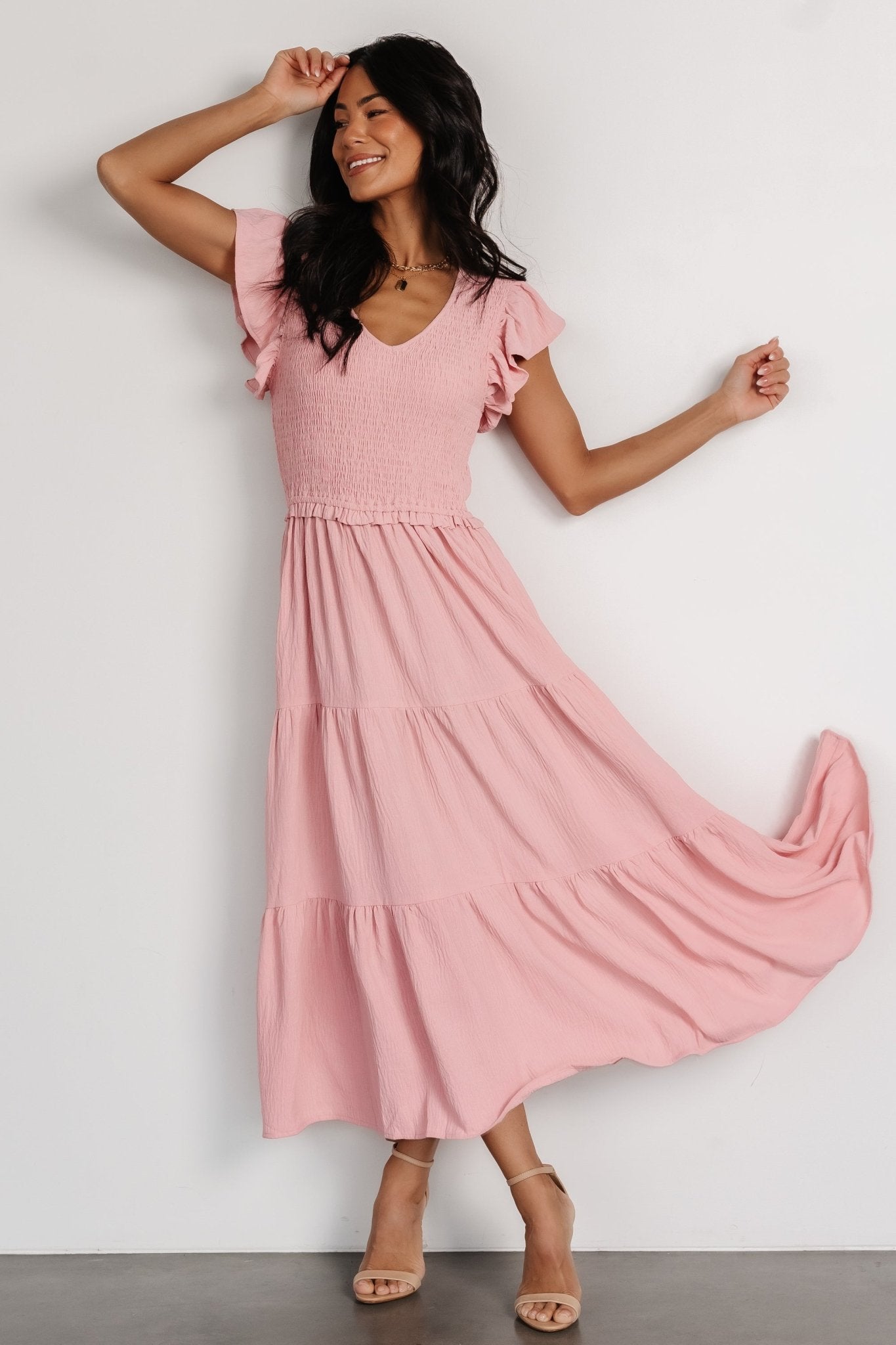 Afton Smocked Tiered Dress | Vintage Blush - Baltic Born