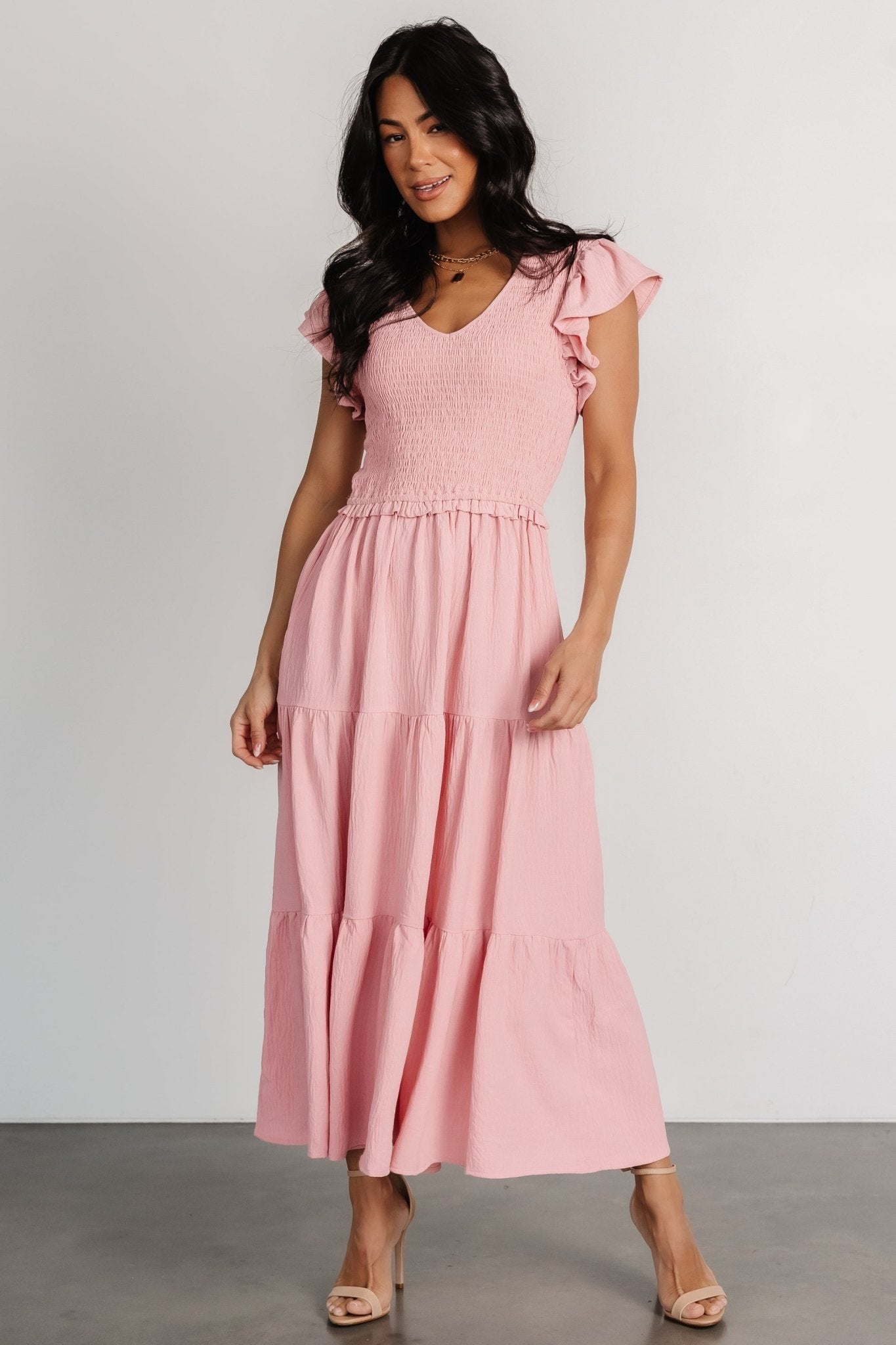 Afton Smocked Tiered Dress | Vintage Blush - Baltic Born