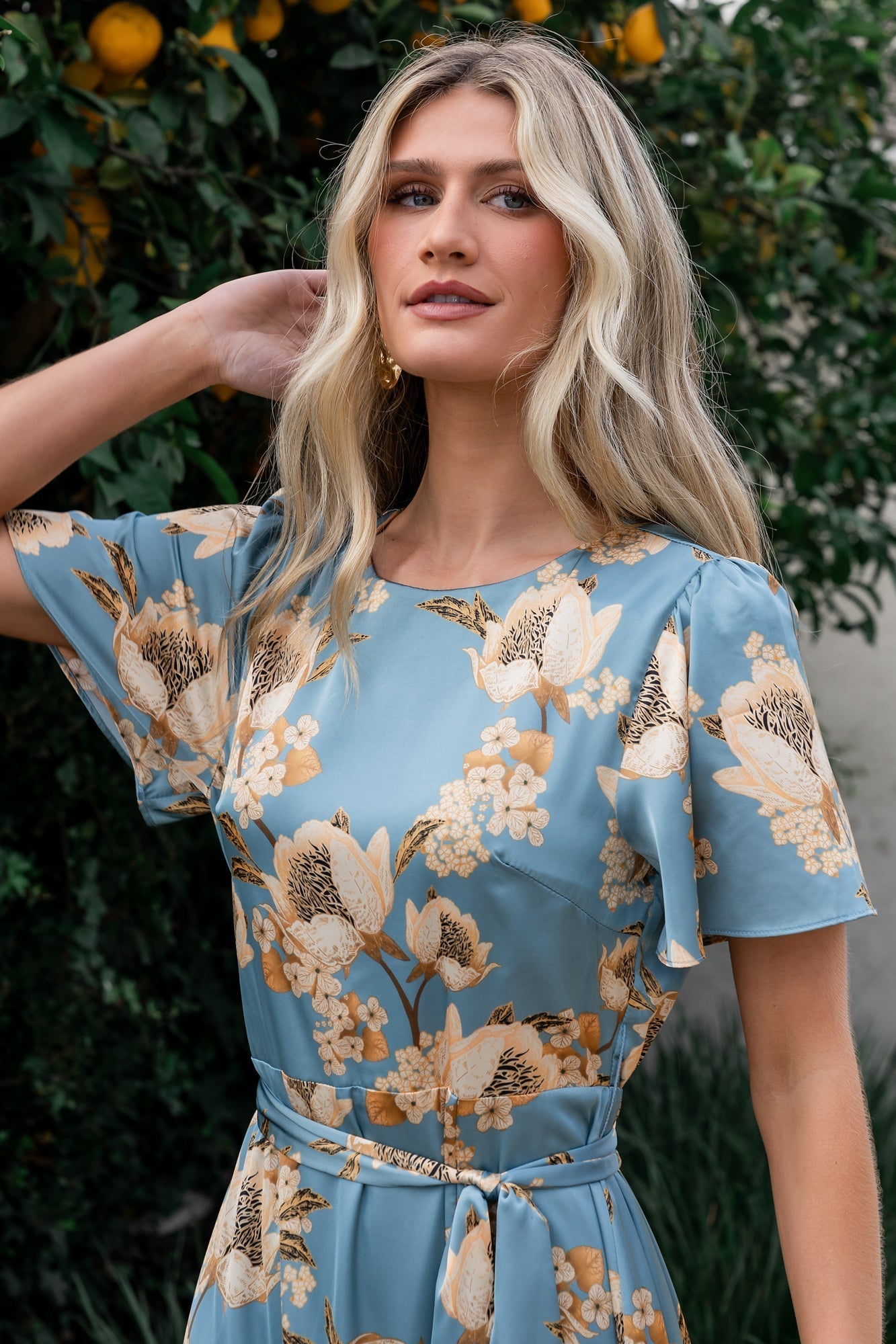 Agnes Satin Maxi Dress | Blue + Gold - Baltic Born