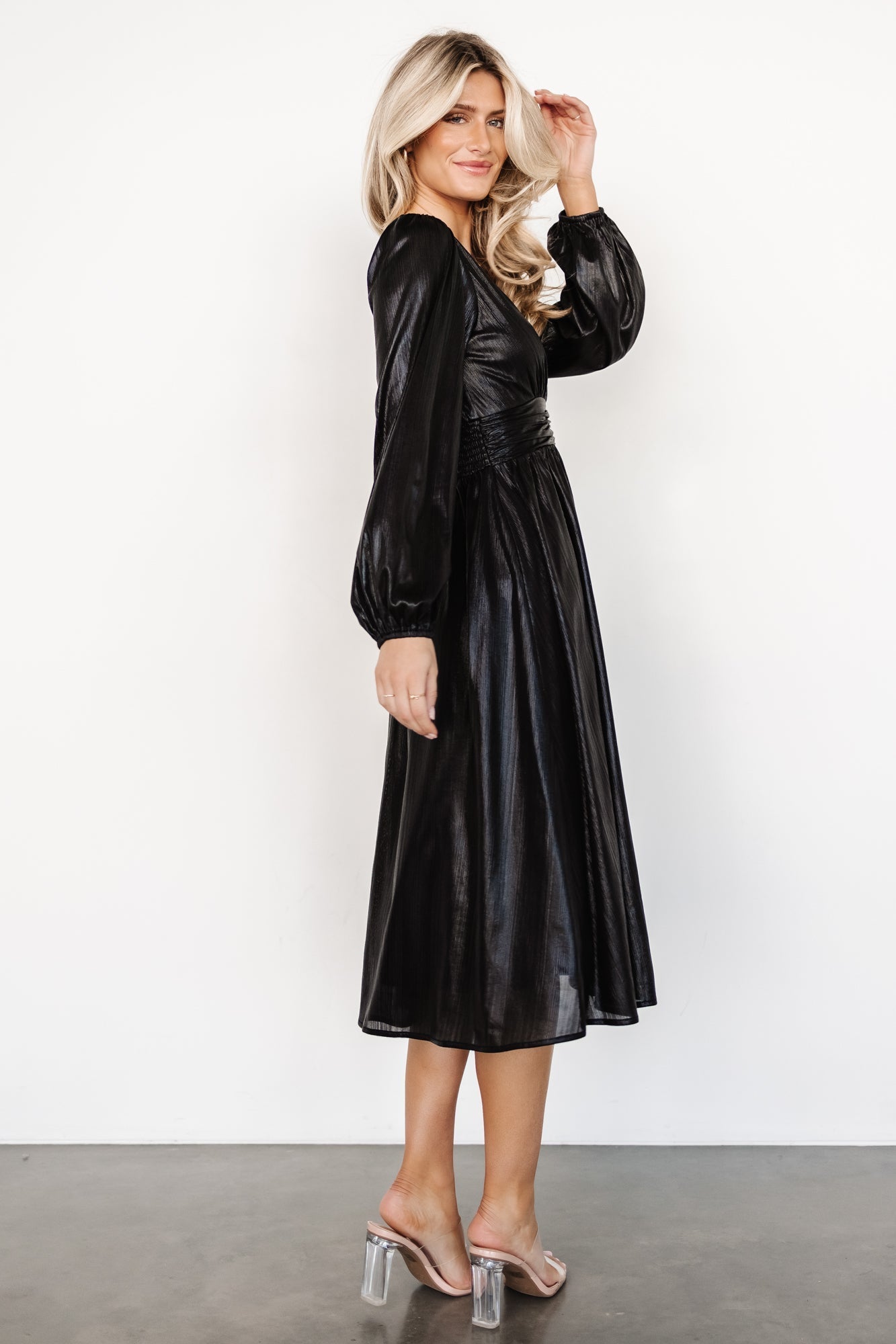 Aisha Shimmer Dress | Black - Baltic Born
