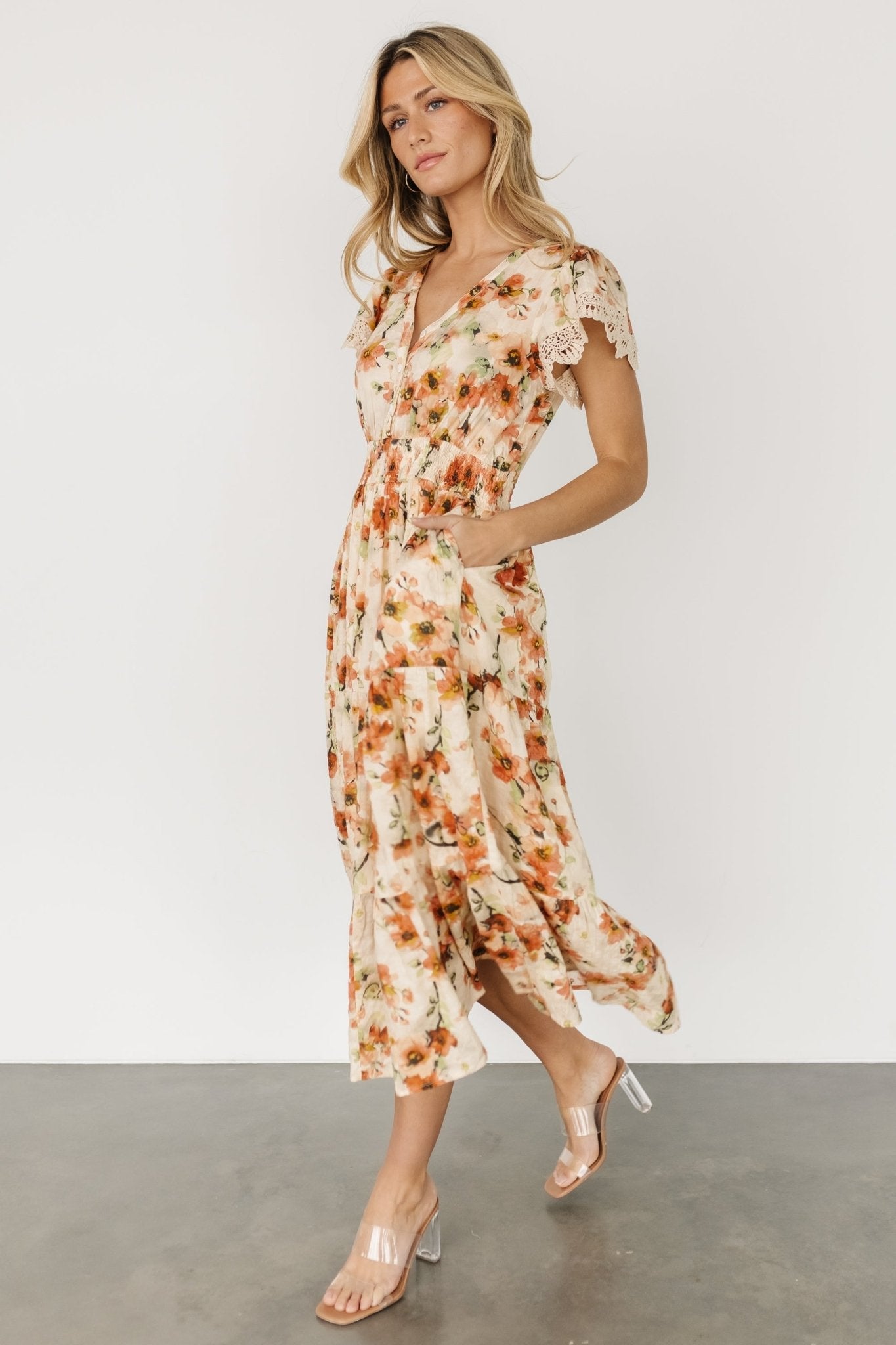 Aliyah Midi Dress | Coral Floral - Baltic Born