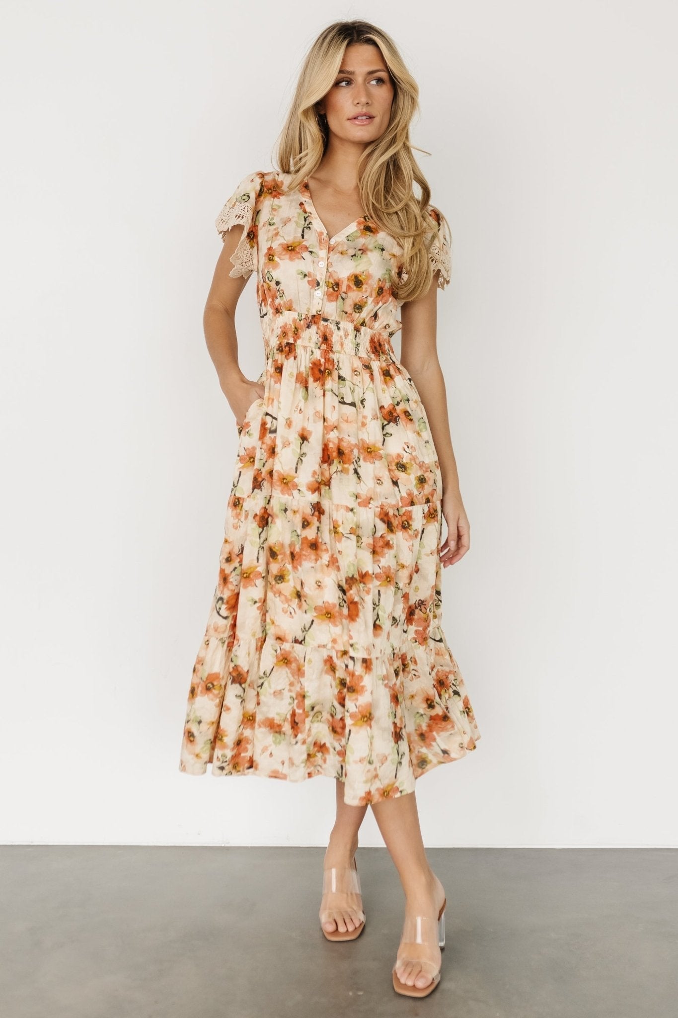 Aliyah Midi Dress | Coral Floral - Baltic Born