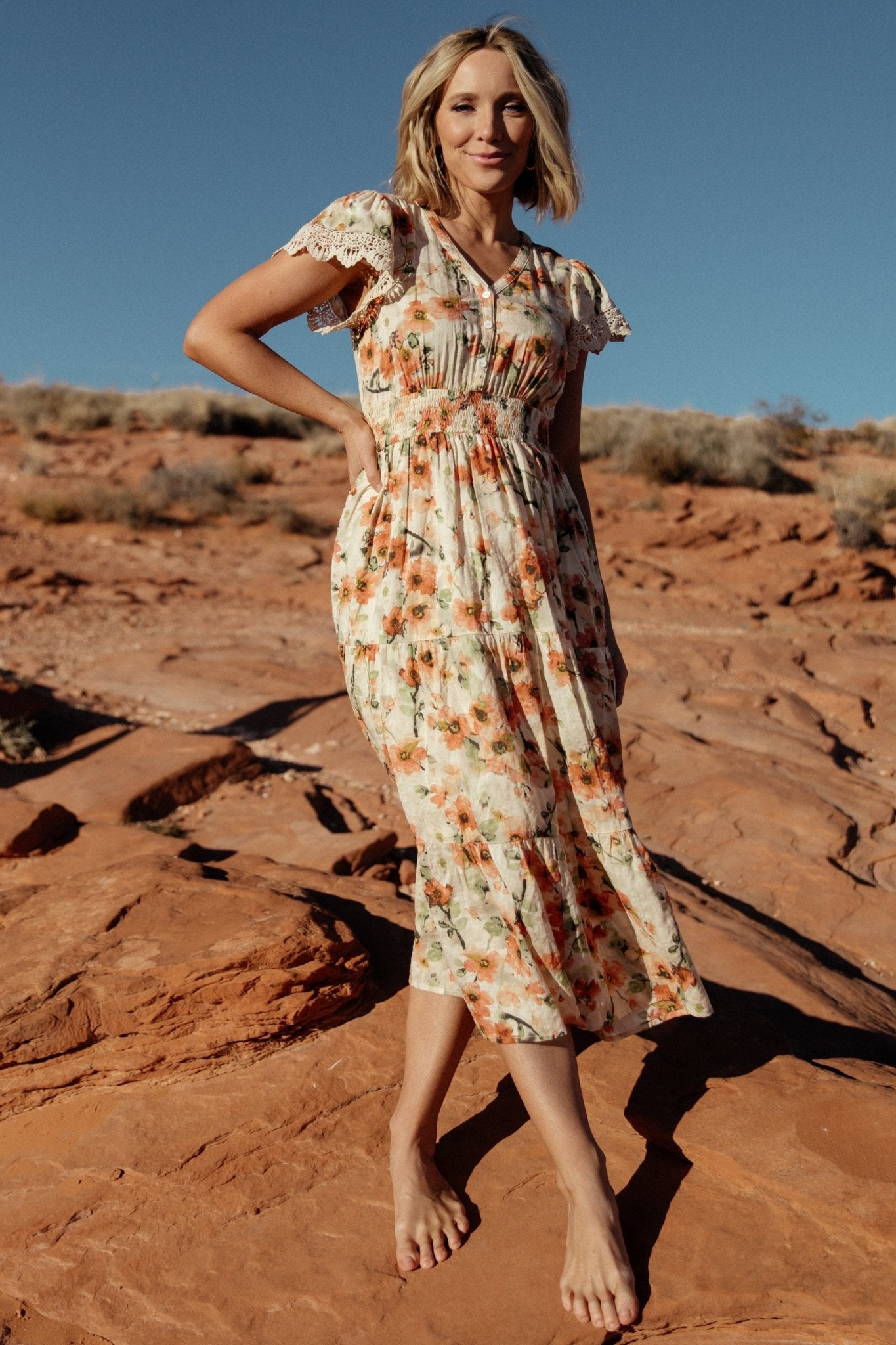 Aliyah Midi Dress | Coral Floral - Baltic Born