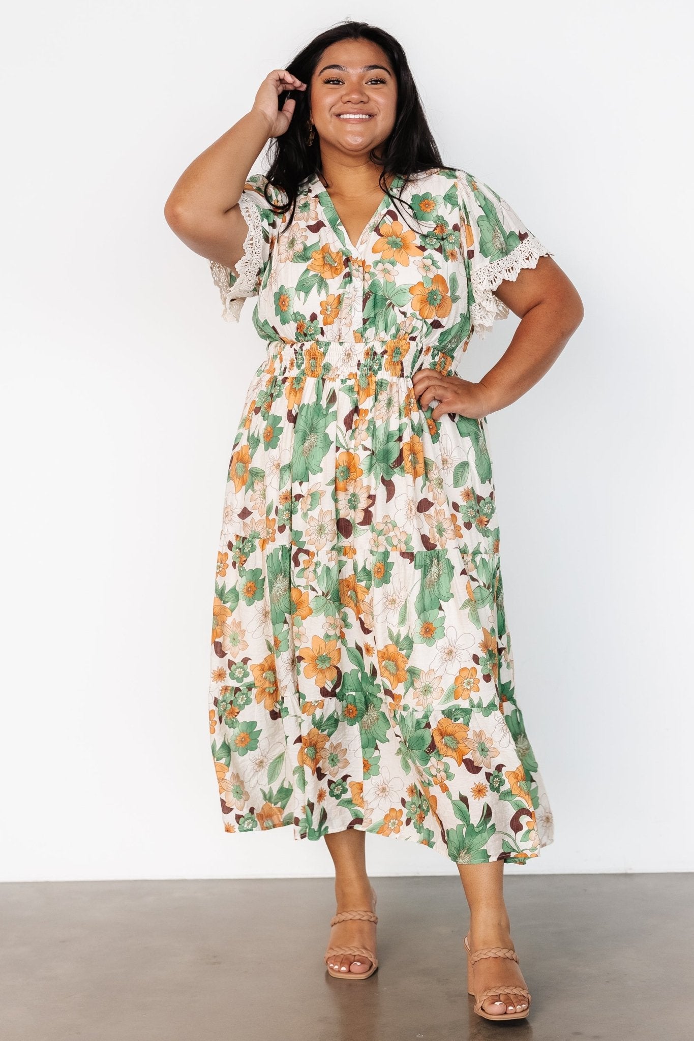 Aliyah Midi Dress | Green Floral - Baltic Born