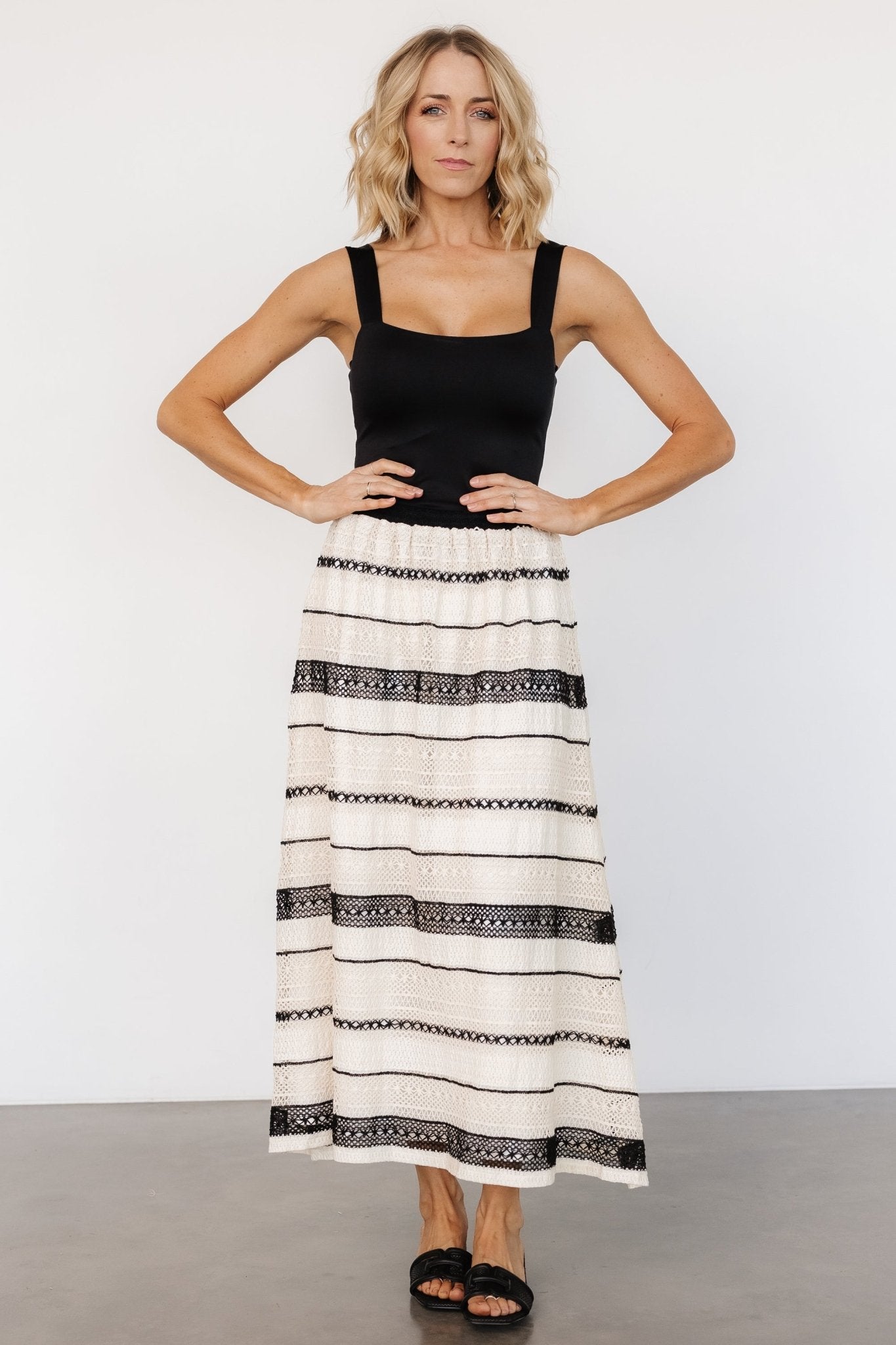 Alondra Woven Skirt | Cream + Black - Baltic Born