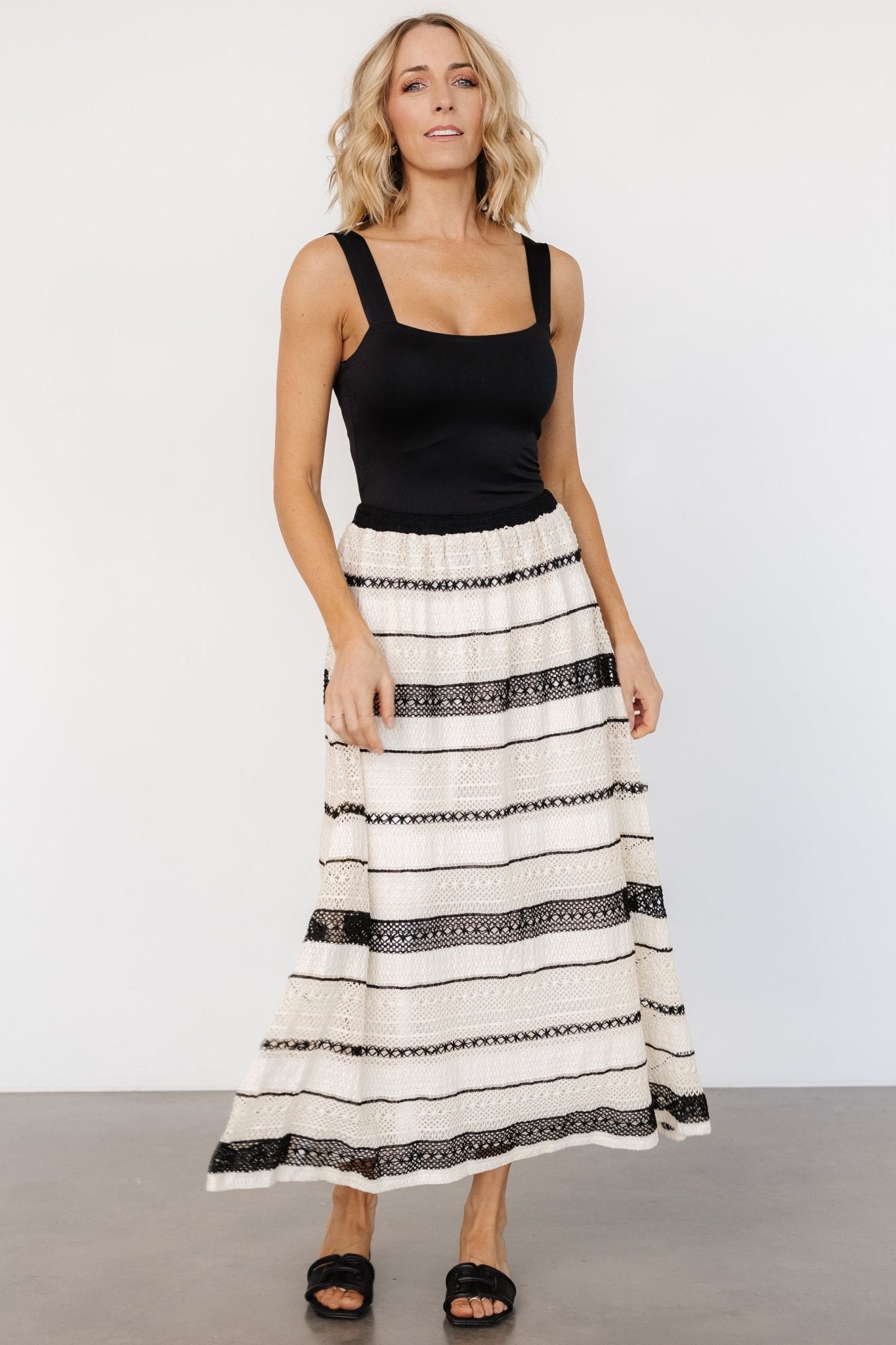 Alondra Woven Skirt | Cream + Black - Baltic Born