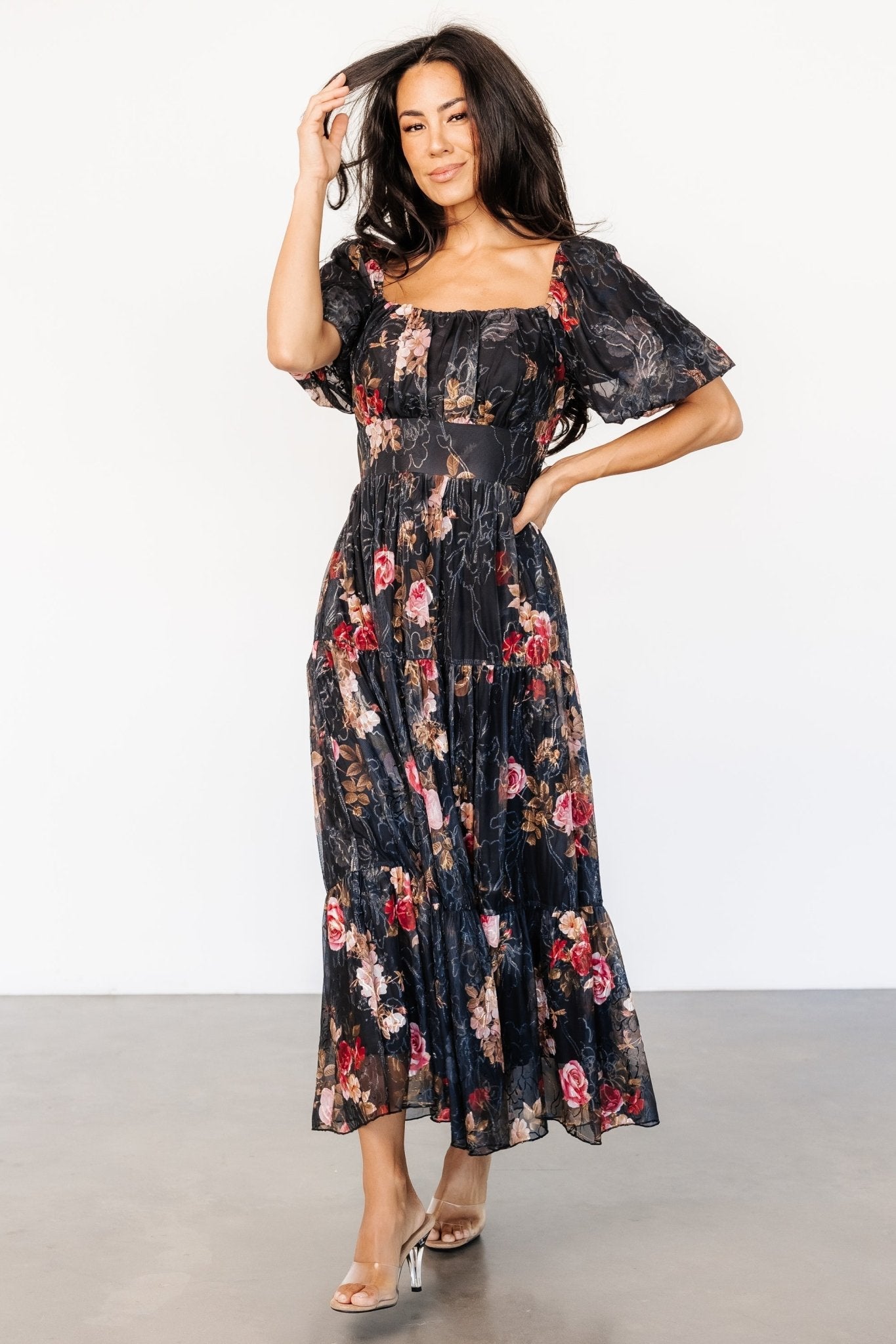 Annabeth Midi Dress | Black Floral - Baltic Born