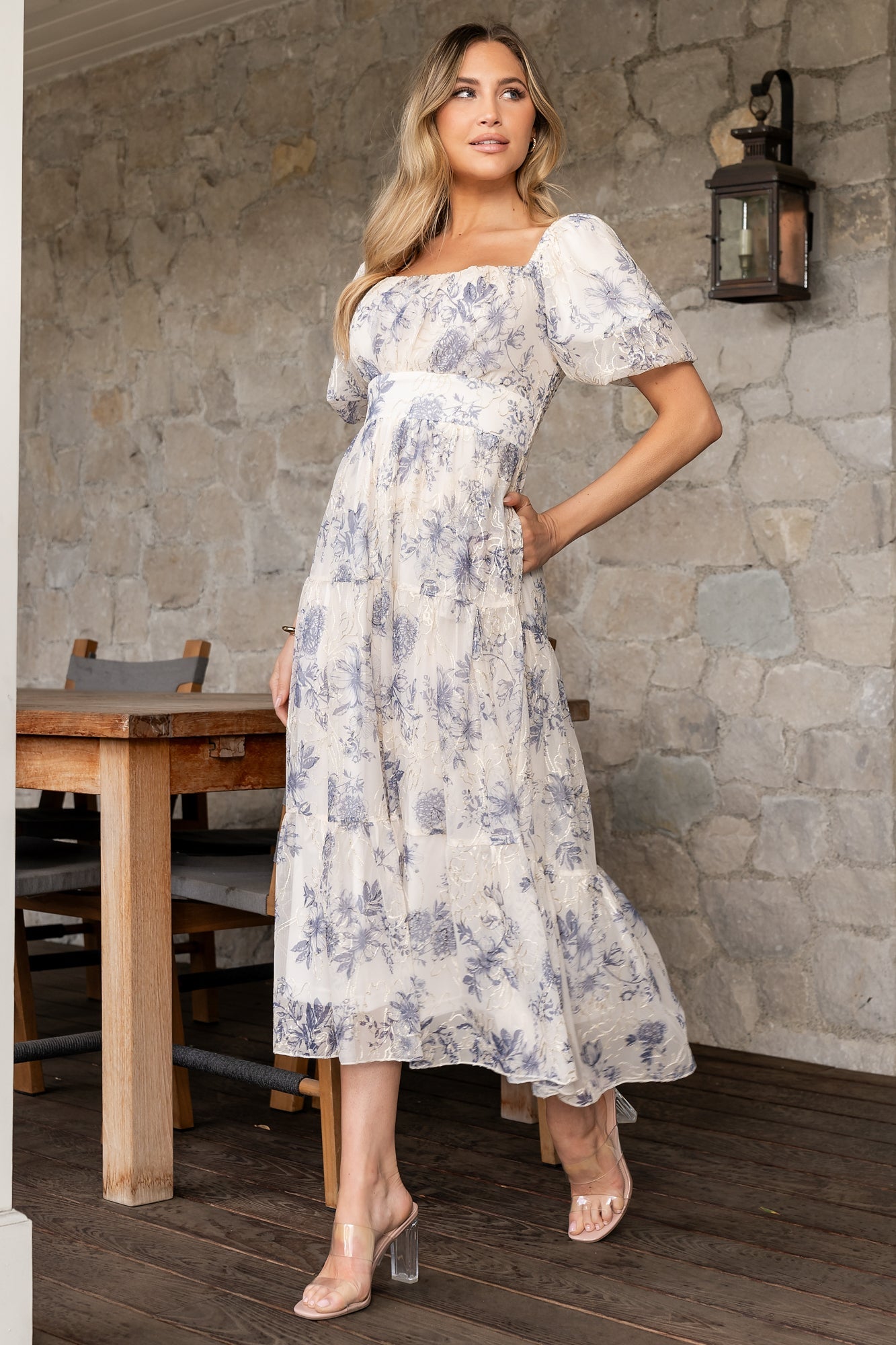 Annabeth Midi Dress | Cream + Slate Floral - Baltic Born