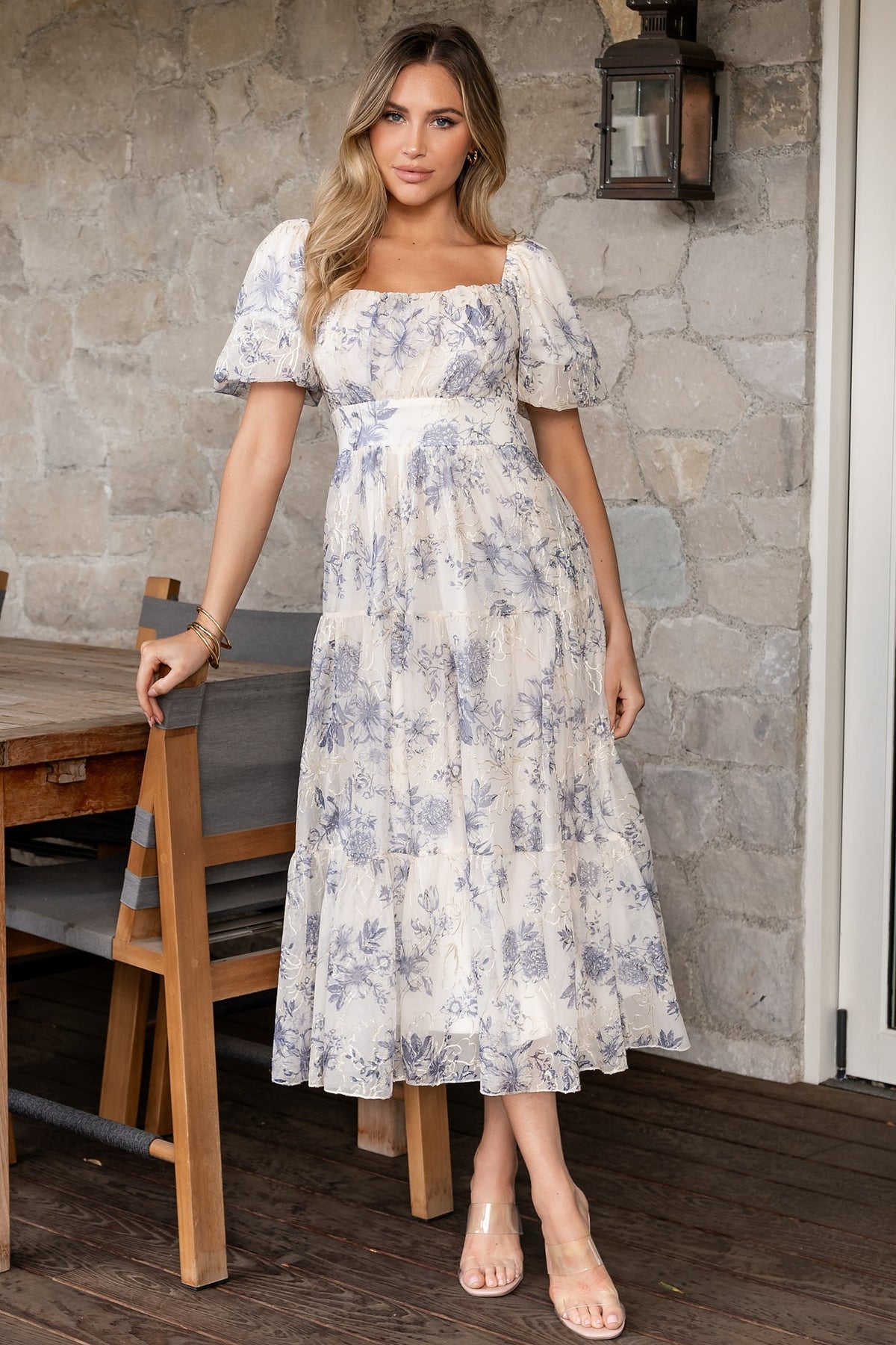 Annabeth Midi Dress | Cream + Slate Floral - Baltic Born
