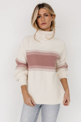 Antonov Turtle Neck Sweater | Mauve + Cream - Baltic Born