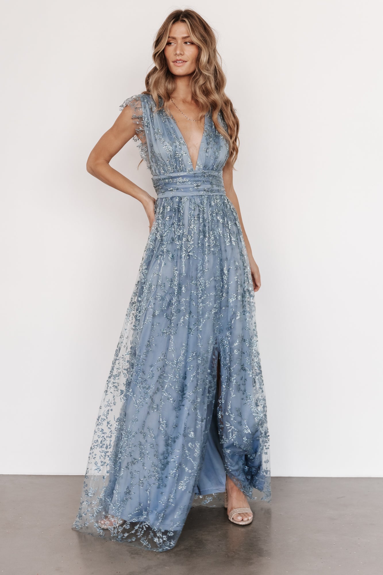 Arlene Shimmer Gown | Winter Blue