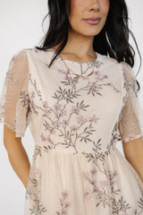 Ashlee Embroidered Midi Dress | Cream + Lavender Floral - Baltic Born