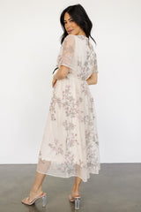Ashlee Embroidered Midi Dress | Cream + Lavender Floral - Baltic Born
