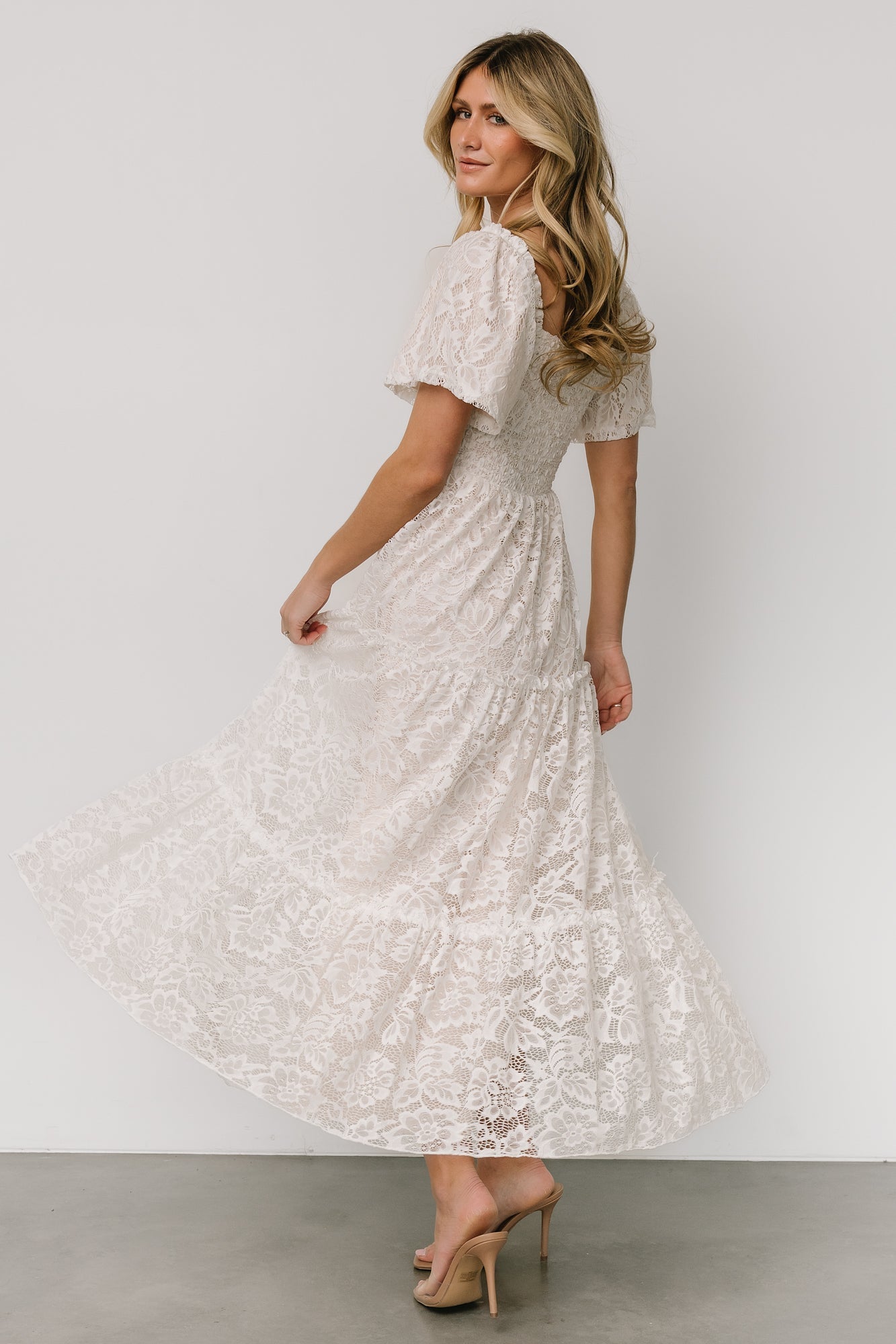 Aspen Smocked Lace Maxi Dress | Off White - Baltic Born