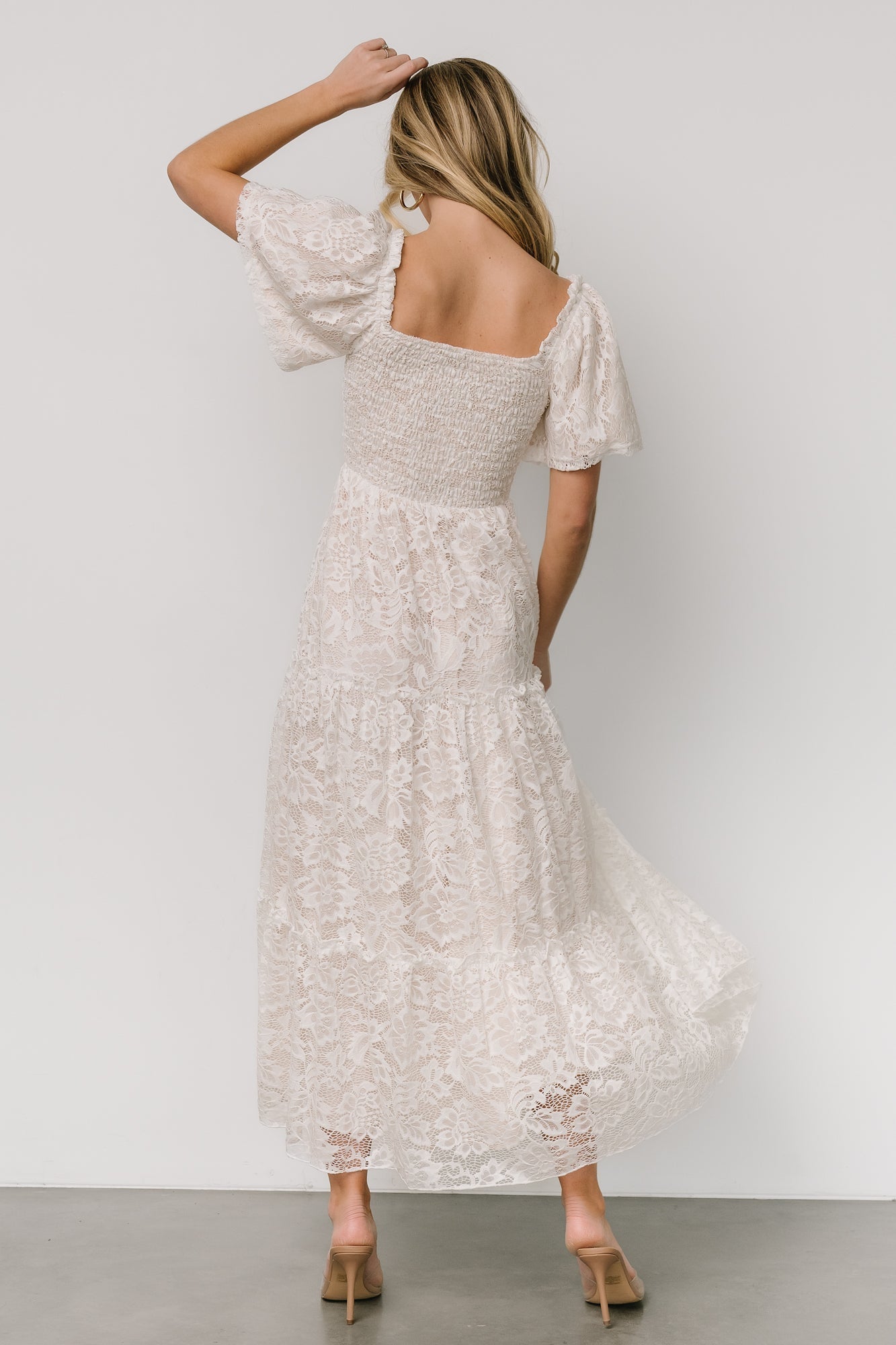 Aspen Smocked Lace Maxi Dress | Off White - Baltic Born
