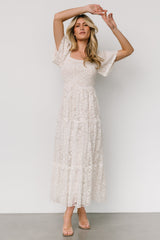 Aspen Smocked Lace Maxi Dress | Off White - Baltic Born