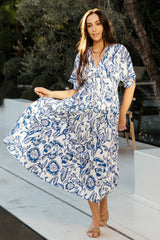 Austin Kimono Dress | Cobalt Print - Baltic Born
