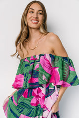 Azalea Off Shoulder Maxi Dress | Green + Fuchsia Floral - Baltic Born