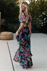 Bastina Open Back Maxi Dress | Black Print - Baltic Born