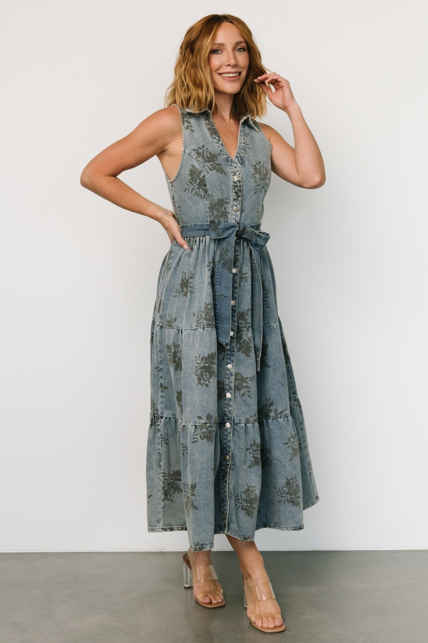 Bernadette Sleeveless Denim Dress | Washed Blue - Baltic Born