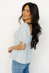 Betsy Peplum Top | Blue + White Stripe - Baltic Born