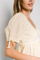 Betsy Peplum Top | Yellow + White Stripe - Baltic Born