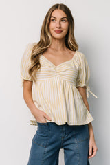 Betsy Peplum Top | Yellow + White Stripe - Baltic Born