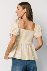 Betsy Peplum Top | Yellow + White Stripe - Baltic Born