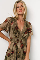 Birdie Maxi Dress | Olive Floral - Baltic Born