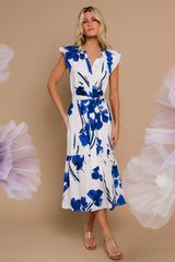 Blakely Button Dress | White + Cobalt - Baltic Born