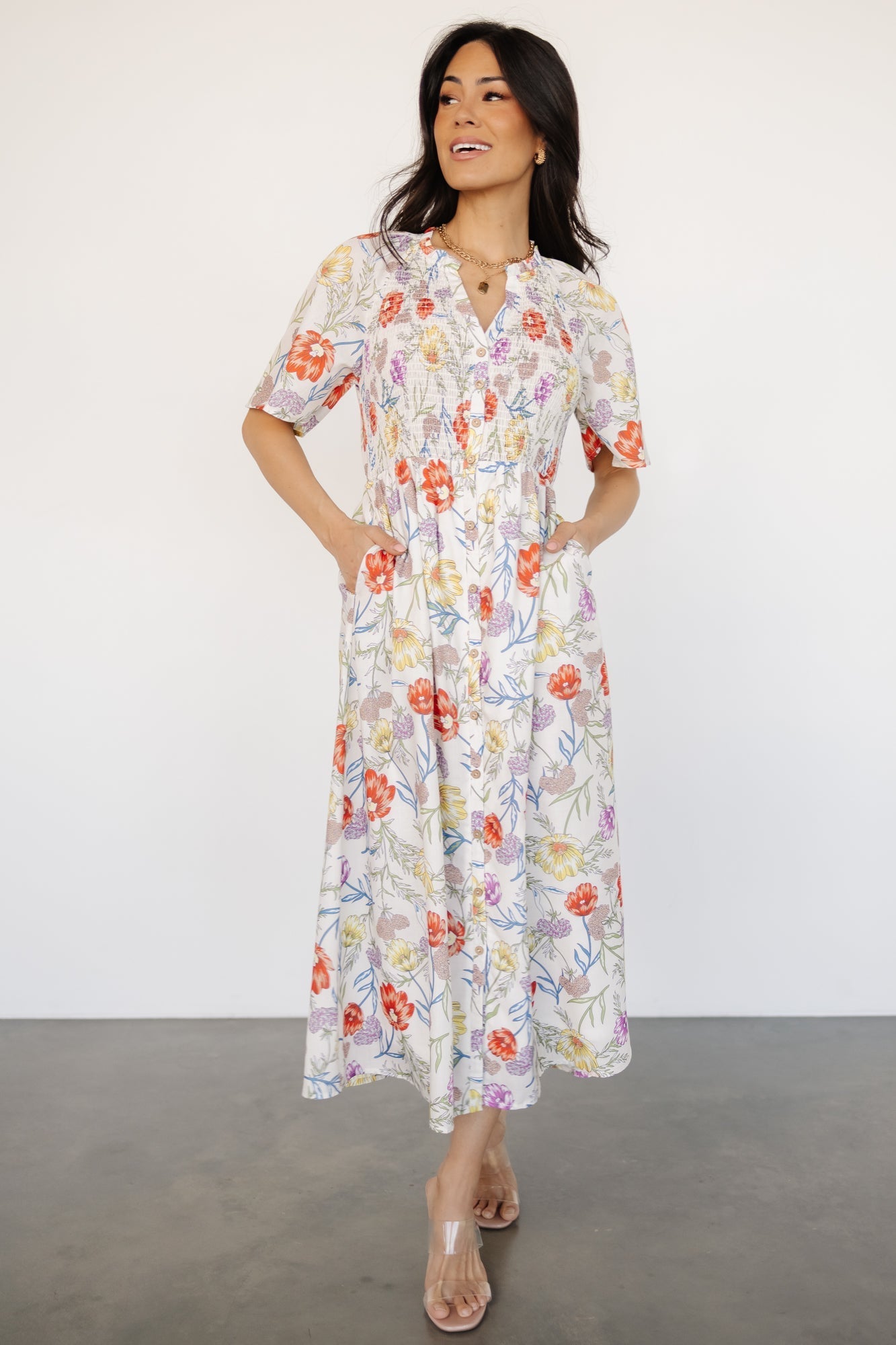 Botega Midi Dress | Ivory Multi Floral - Baltic Born