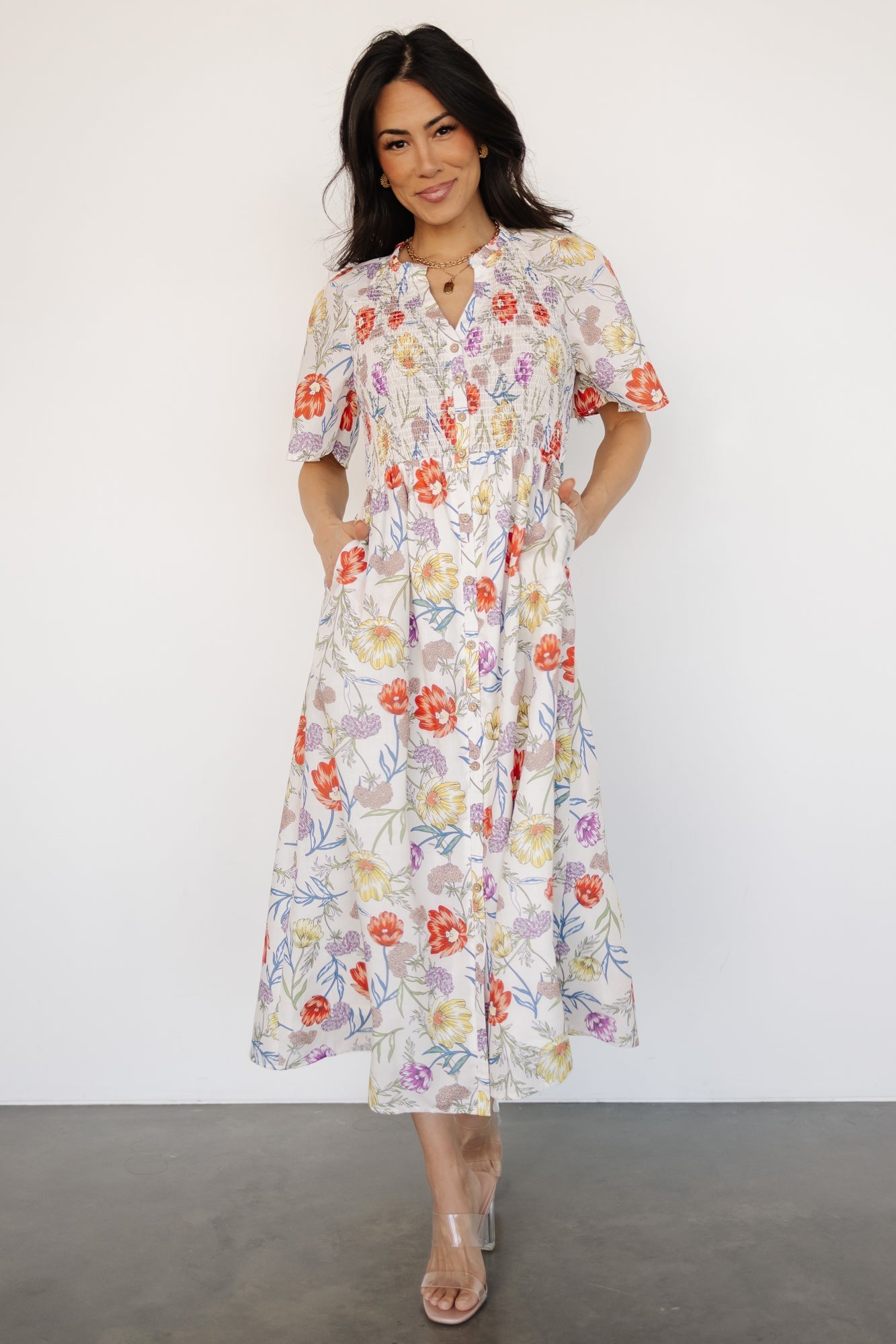 Botega Midi Dress | Ivory Multi Floral - Baltic Born
