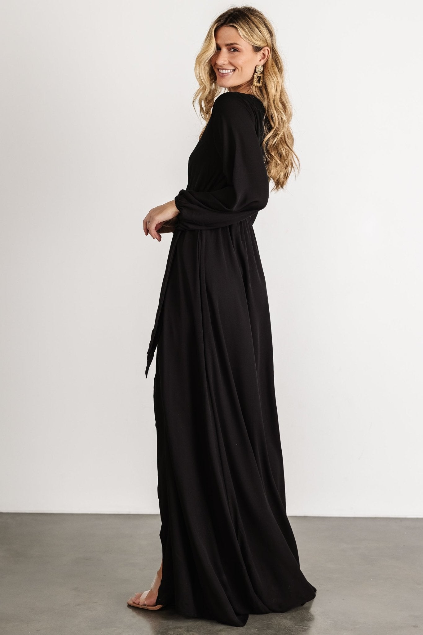 Breanne Faux Wrap Maxi Dress | Black - Baltic Born