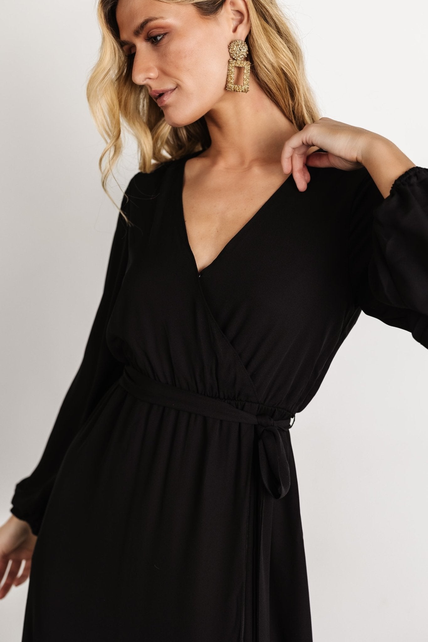 Breanne Faux Wrap Maxi Dress | Black - Baltic Born